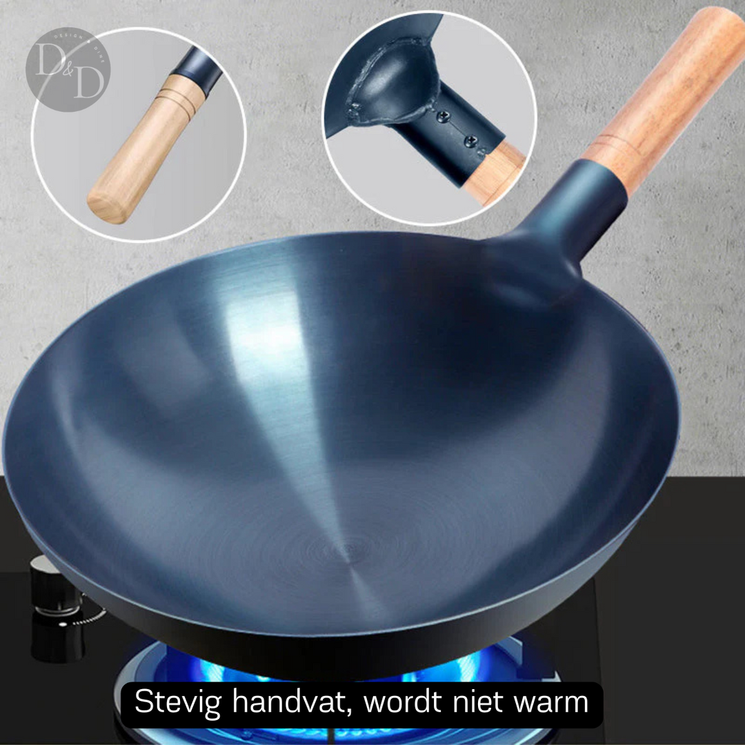 Wok de hierro antiadherente Cuyun, un utensilio de cocina profesional. Ideal para saltear y cocinar sano.