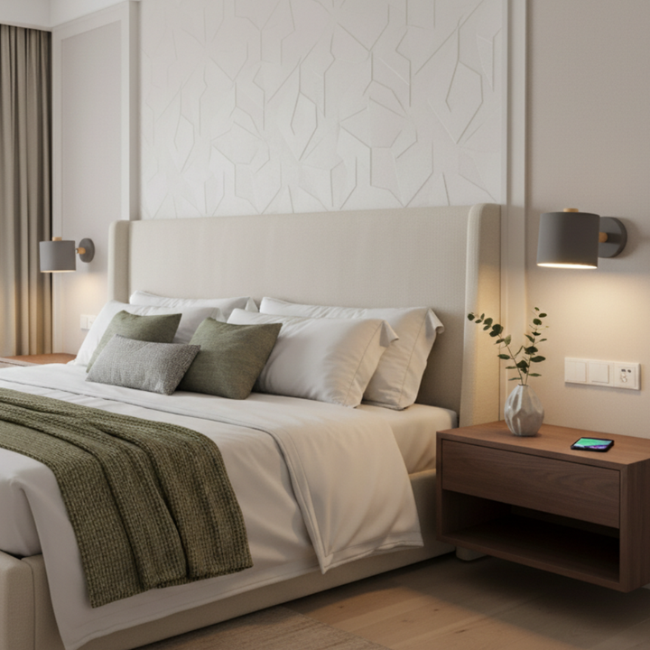 Lámpara de lectura ajustable pastel. Diseño nórdico moderno, aplique de pared para hogar acogedor.