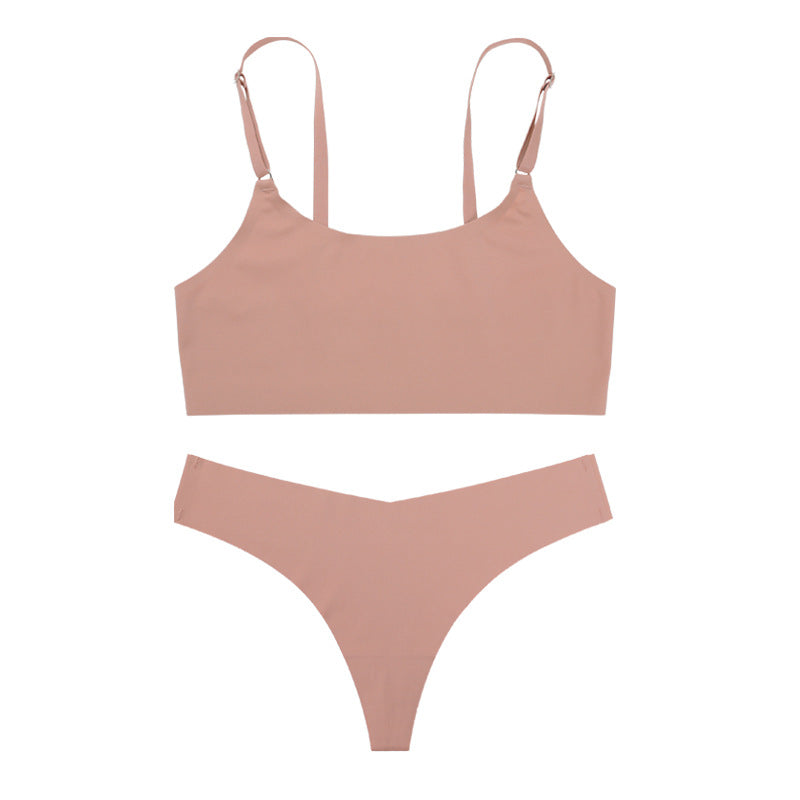 Lencería mujer invisible Ice Silk. Bralette y tanga sin costuras, ideales para uso diario y sentirte cómoda.