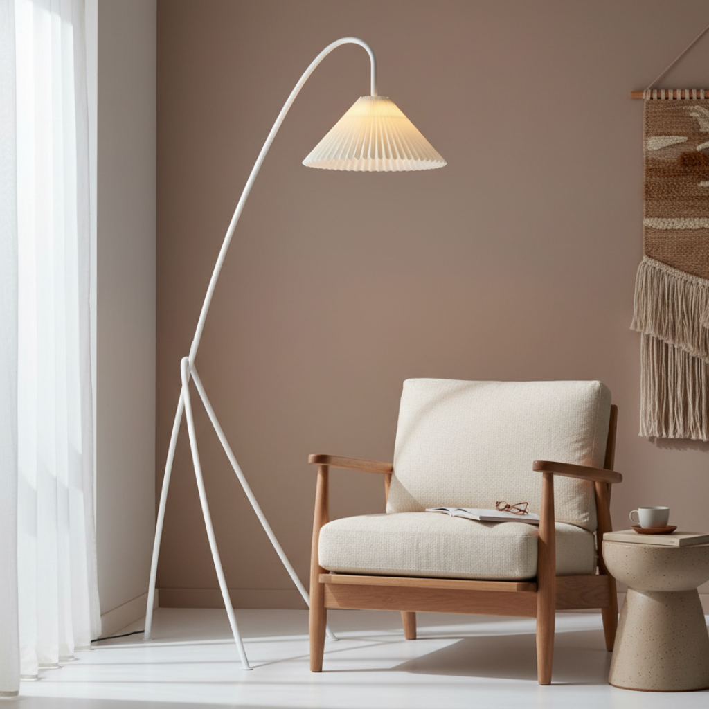 Diseño elegante: Lámpara de lectura de pie moderna. Estilo trípode y luz cálida para tu hogar.