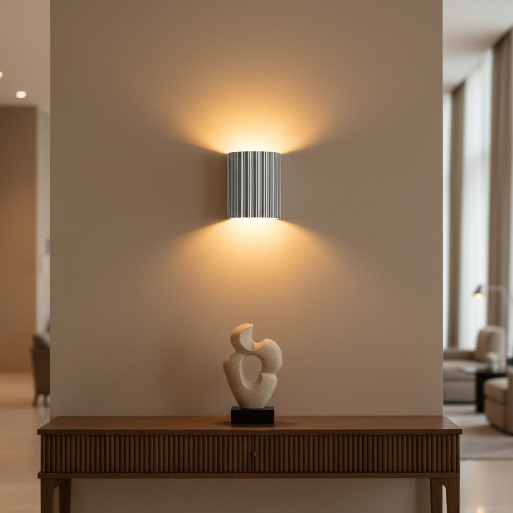 Aplique de pared Stria LED compatible, diseño minimalista para decoración Japandi en salones y dormitorios.