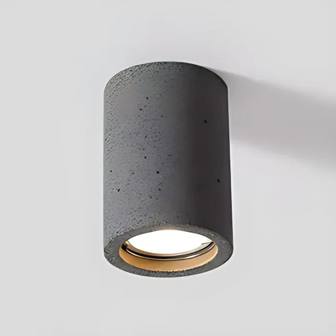 Foco de techo Elara gris instalado, lámpara GU10 moderna con iluminación LED para decoración actual.
