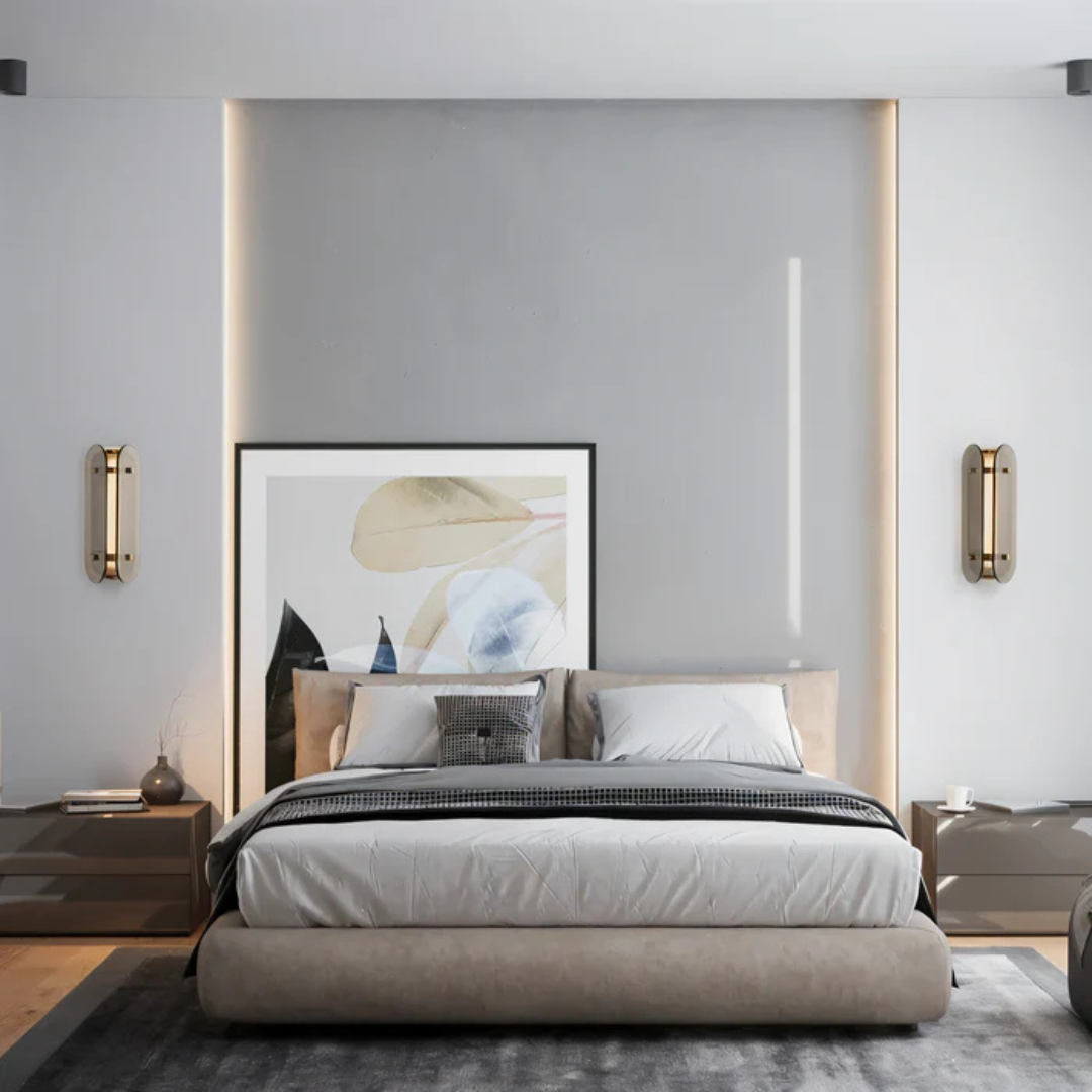 Lámpara de pared LED de fácil instalación, vidrio elegante y luz cálida para decoración del hogar.