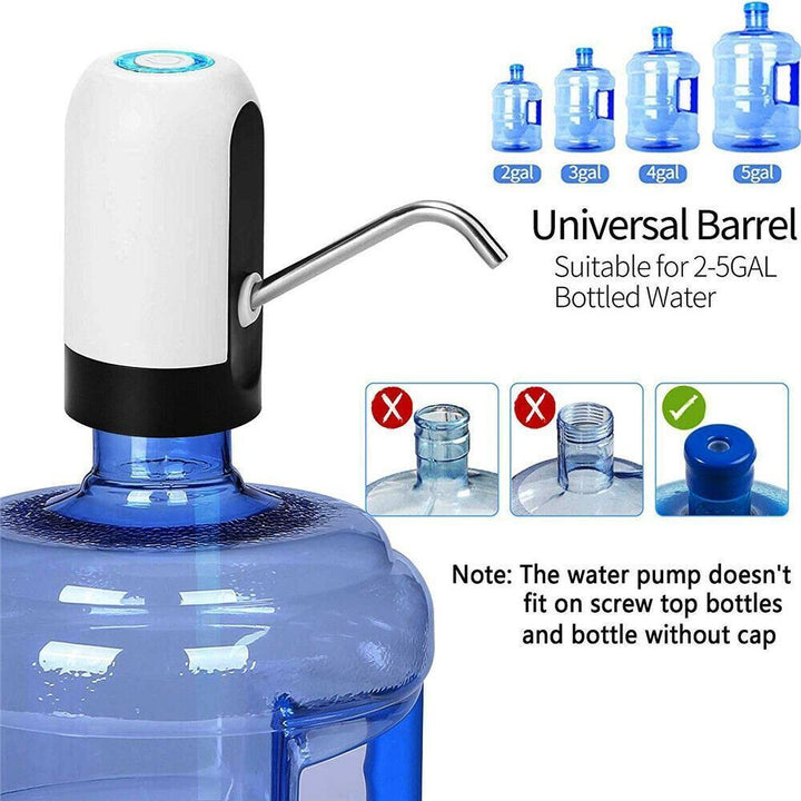 Sistema de agua automático para garrafones, con bomba recargable USB, perfecto para un estilo de vida saludable.