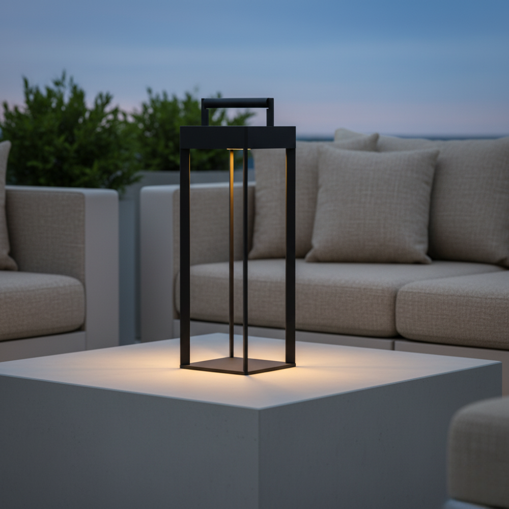Lámpara LED de energía solar, para jardín, patio, impermeable y con mando a distancia.