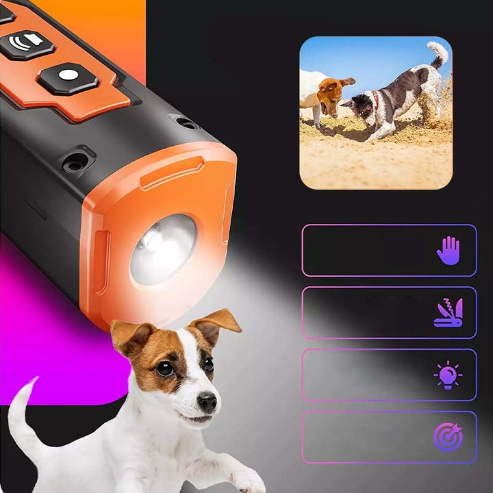 Dispositivo anti ladridos ultrasónico para mascotas, ideal para el entrenamiento en casa o al aire libre.