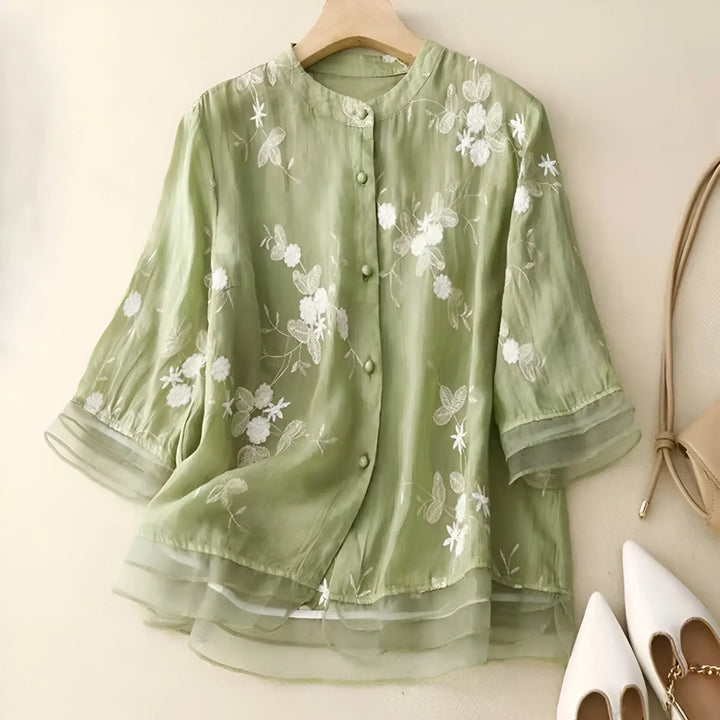 Blusa de algodón floral Giovanna. Estilo femenino y chic, perfecta para la temporada de primavera-verano.