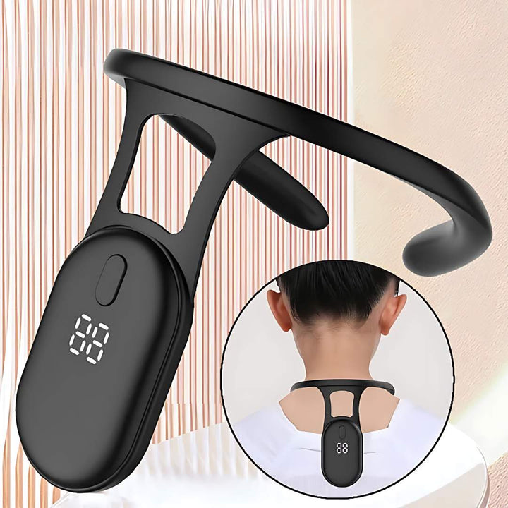 Corrector de postura inteligente. Diseño discreto para espalda y cuello. Previene dolor, mejora tu salud.