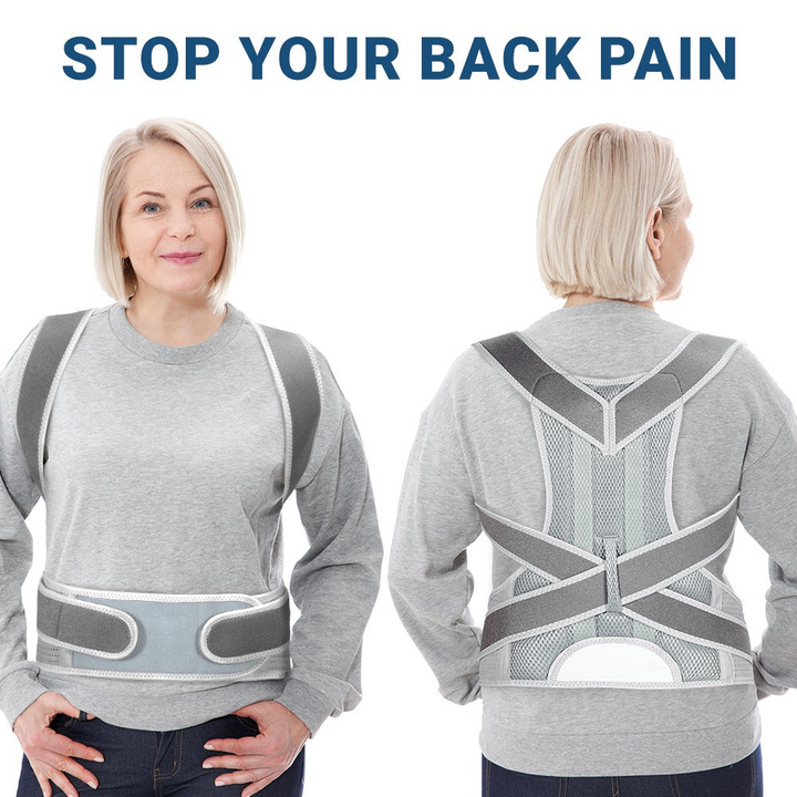 Soporte lumbar ajustable para postura, unisex, doble sujeción y material transpirable. Alivia el dolor.