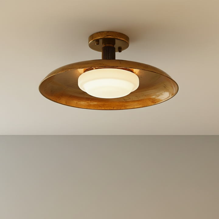 Lámpara de techo Cymbale moderna, acabado níquel pulido, luz LED para crear ambientes elegantes y acogedores.