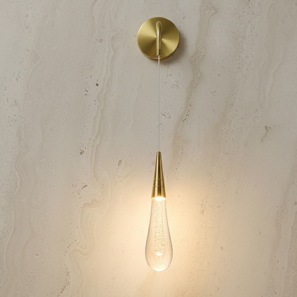 Aplique de pared LED de cristal moderno. Iluminación elegante para salón y decoración del hogar.