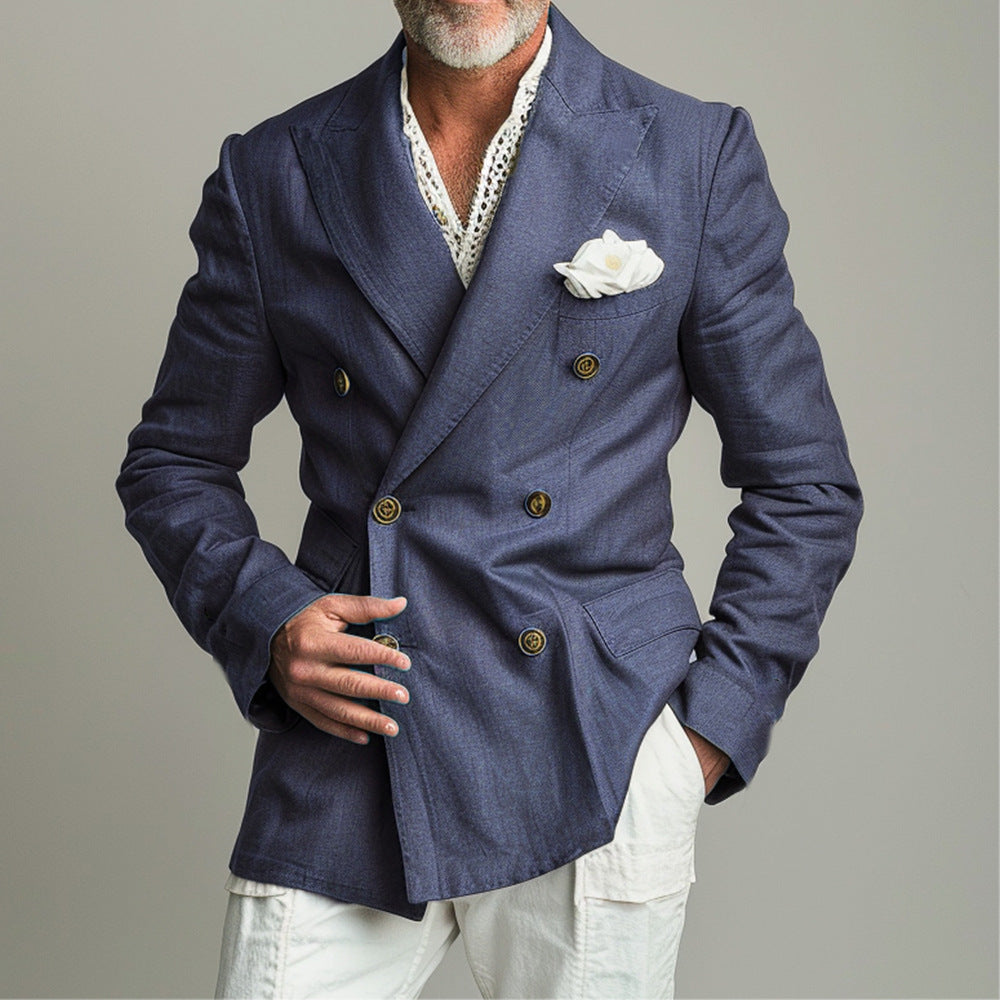 Chaqueta de cuadros slim fit, cruzada, masculina. Ideal para traje formal de hombre o casual inteligente.