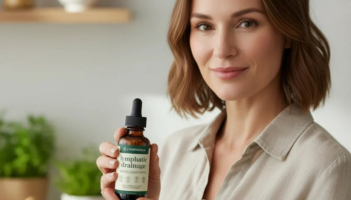 Gotas herbales para drenaje linfático, promueven bienestar y salud natural del cuerpo.