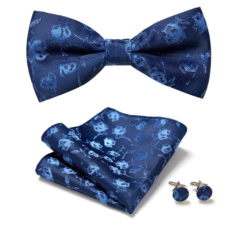 Pajarita floral de poliéster para hombre, parte de un conjunto formal de tres piezas. [[lstfy-media:2]]