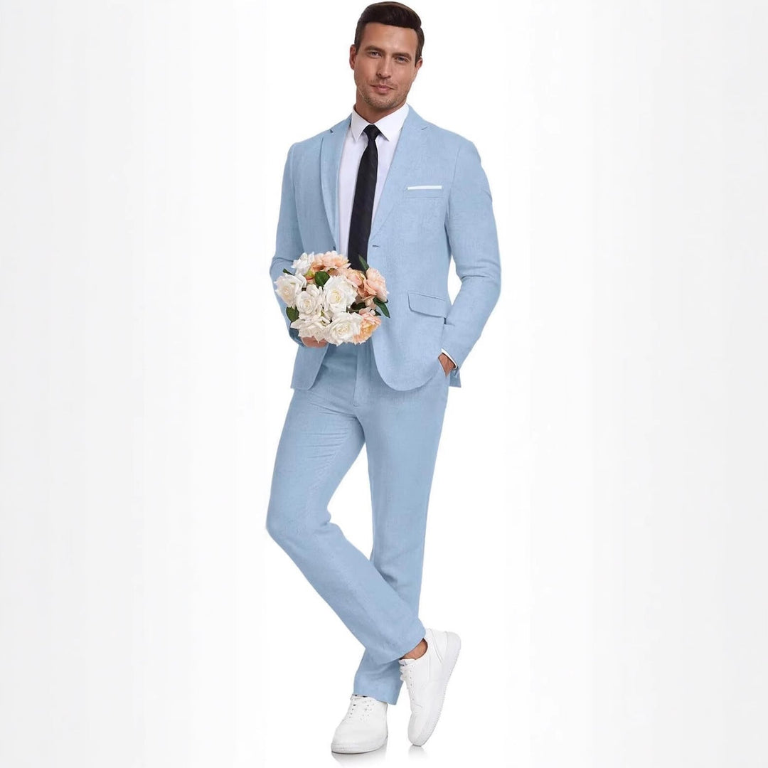 Moda masculina: traje elegante slim fit de dos piezas para cualquier ocasión.