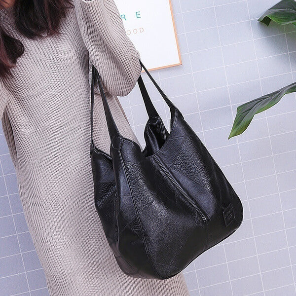 Bolso de hombro piel sintética, mujer, gran capacidad, estilo vintage. Complemento de moda diario.