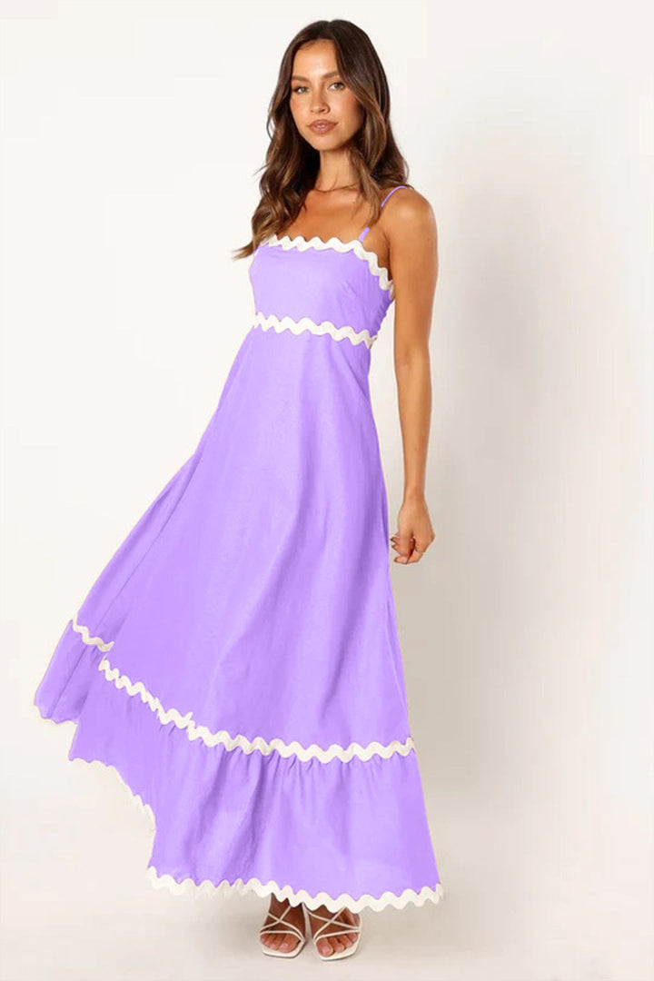 Comodidad y moda: vestido largo de tirantes para mujer con ondas. Perfecto para el verano.