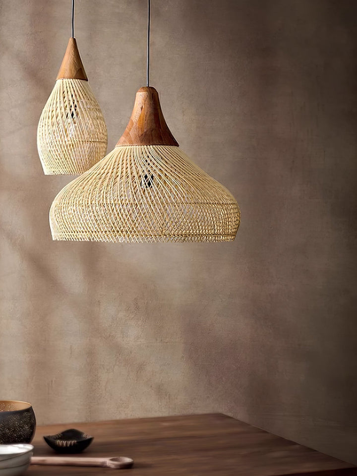 Lámpara de techo moderna y rústica, trenzada, iluminación natural para interiores.