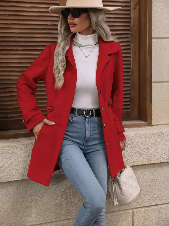 Moda femenina: chaqueta casual con botones, manga larga, abrigo ligero para cualquier ocasión.