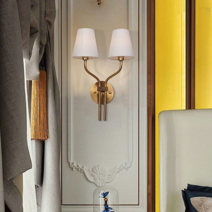 Lámpara de pared dorada moderna, doble fuente de luz, estilo hotel de lujo para el hogar.