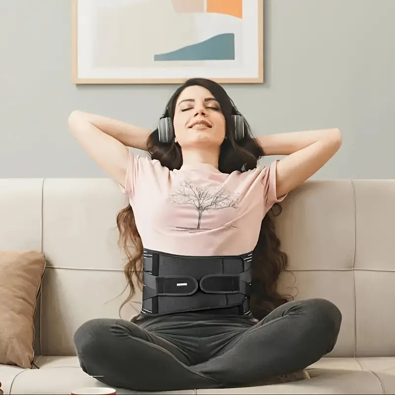 Faja lumbar unisex para corrección de postura. Soporte transpirable que alivia dolor de espalda y ciática.