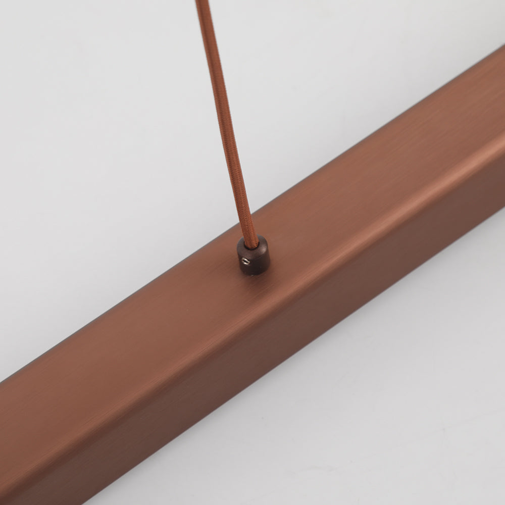 Lámpara colgante LED Nexis de diseño lineal minimalista, en tonos negro y marrón. Ideal para interiores.