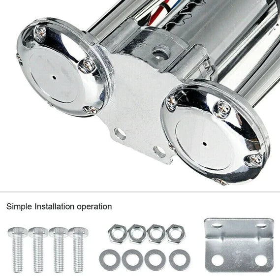 Bocina de tren cromada de alto rendimiento para camiones. Claxon súper potente para vehículos.