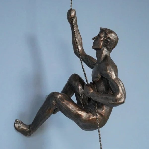 Escultura de escalador en pared, arte decorativo 3D, figura moderna para el hogar.