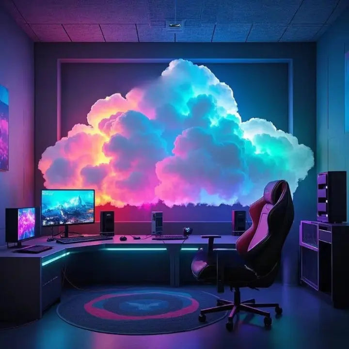 Nube LED RGB interactiva con control móvil. Una lámpara mágica para ambientes relajantes y decoración del hogar.