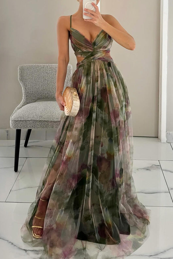 Vestido maxi floral de mujer, ideal para atuendos de primavera/verano. Comodidad y estilo fresco para días cálidos.