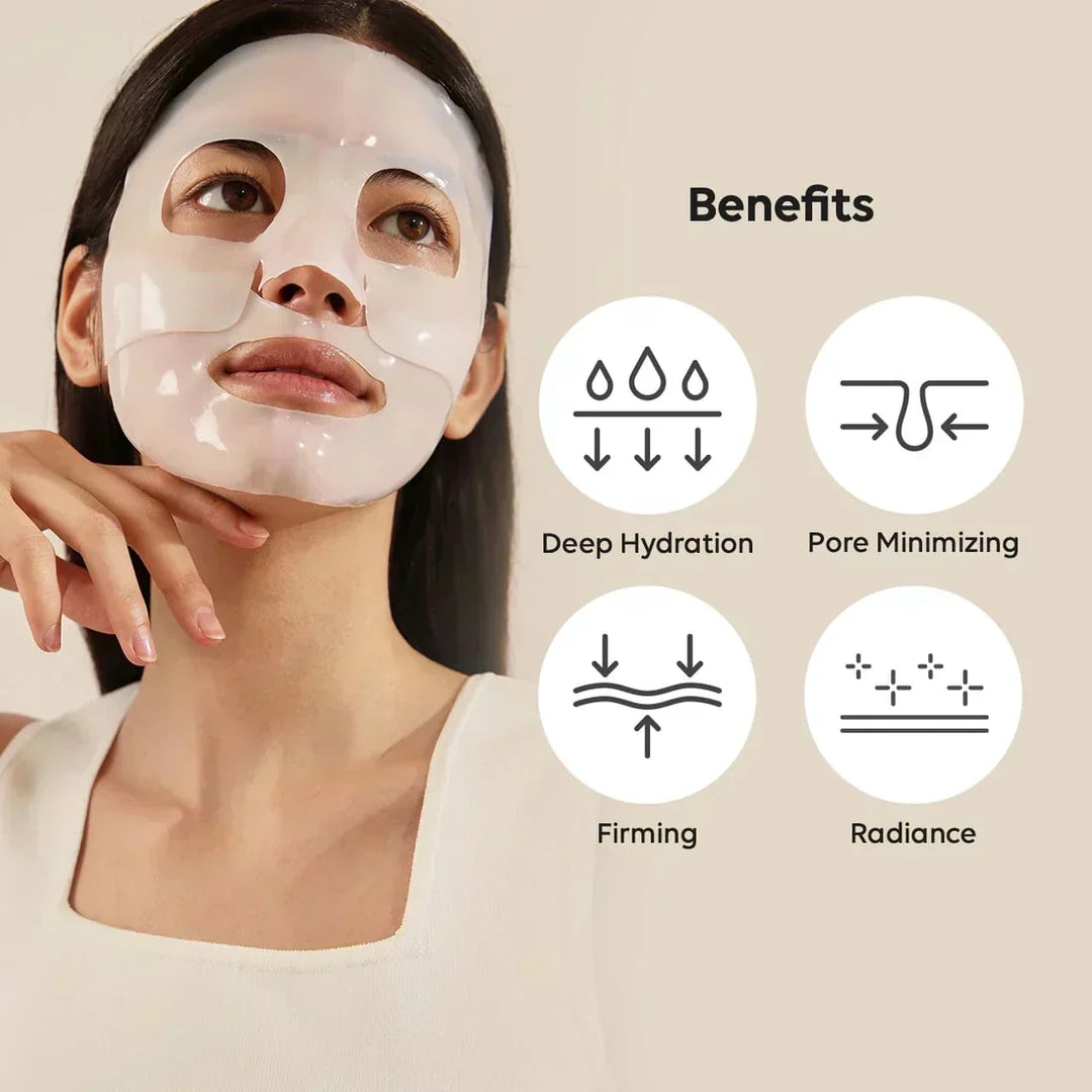 Mascarilla facial de noche para luminosidad y revitalización de la piel con colágeno. Antiedad.