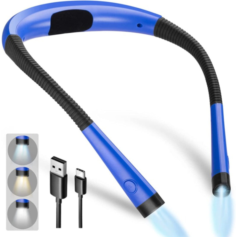 Luz de lectura LED inalámbrica recargable con cuello flexible. Ideal para dormitorio, estudio o camping.