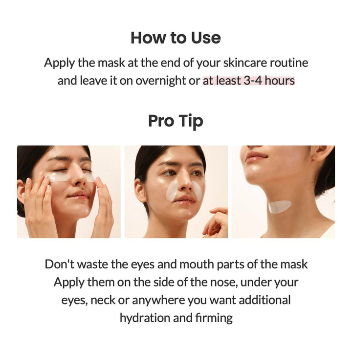 Mascarilla facial antiedad con bio-colágeno, ideal para hidratación nocturna.