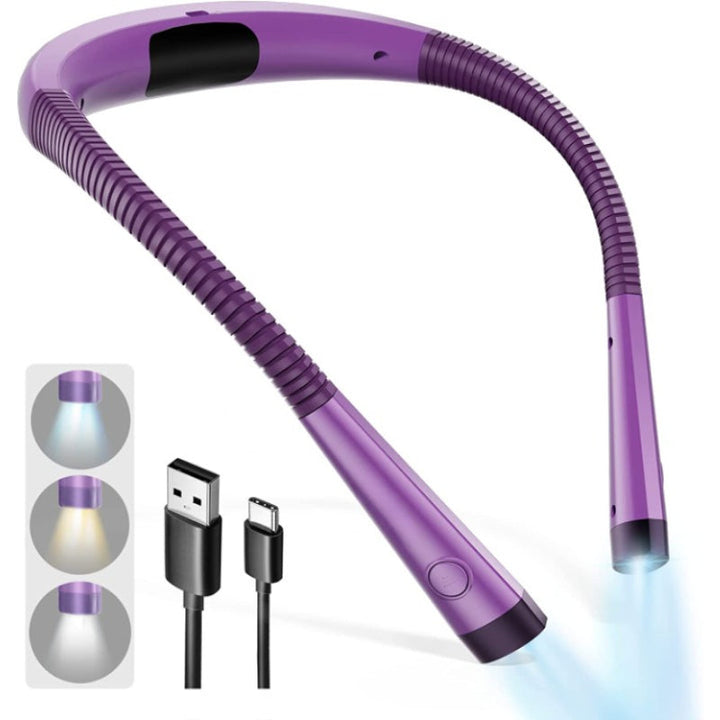 Lámpara LED recargable de cuello flexible para manualidades, costura y lectura, con luz ajustable.
