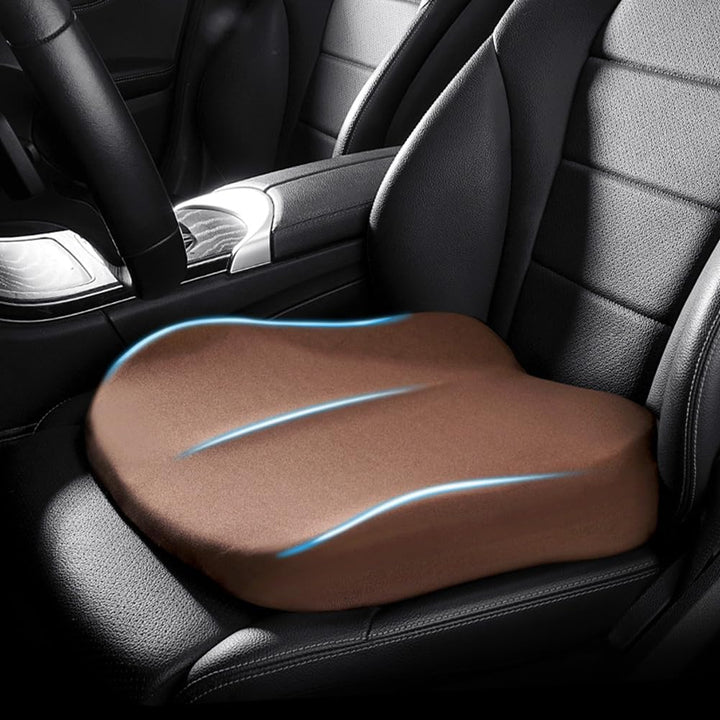 Cojín elevador ergonómico para asiento de coche. Espuma de memoria para confort.