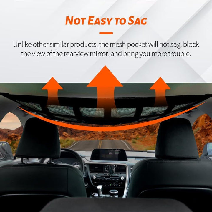 Accesorio coche: red de carga universal para techo, perfecta para almacenar objetos y mantener tu vehículo organizado.