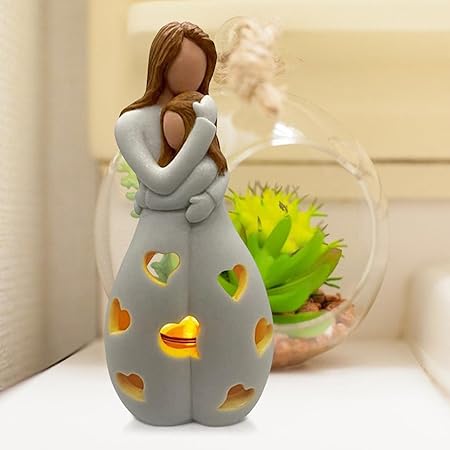 Regalo especial: lámpara de noche corazón para el Día de la Madre. Símbolo de amor entre madre e hijo con luz suave.