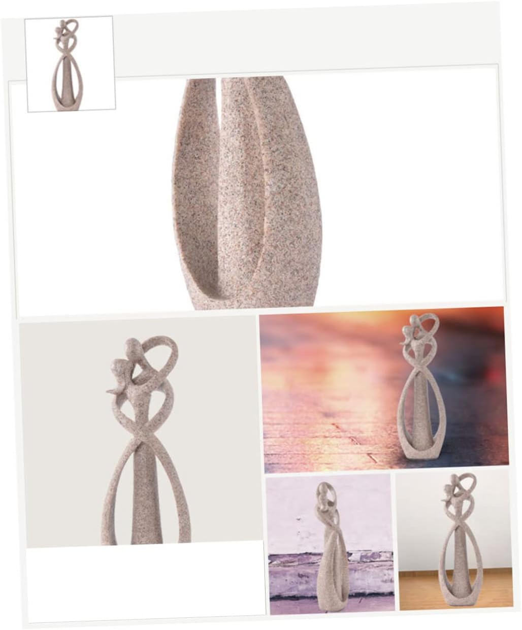 Adorno central: estatuilla abstracta de diseño contemporáneo que expresa amor eterno, realza la elegancia de tu sala.