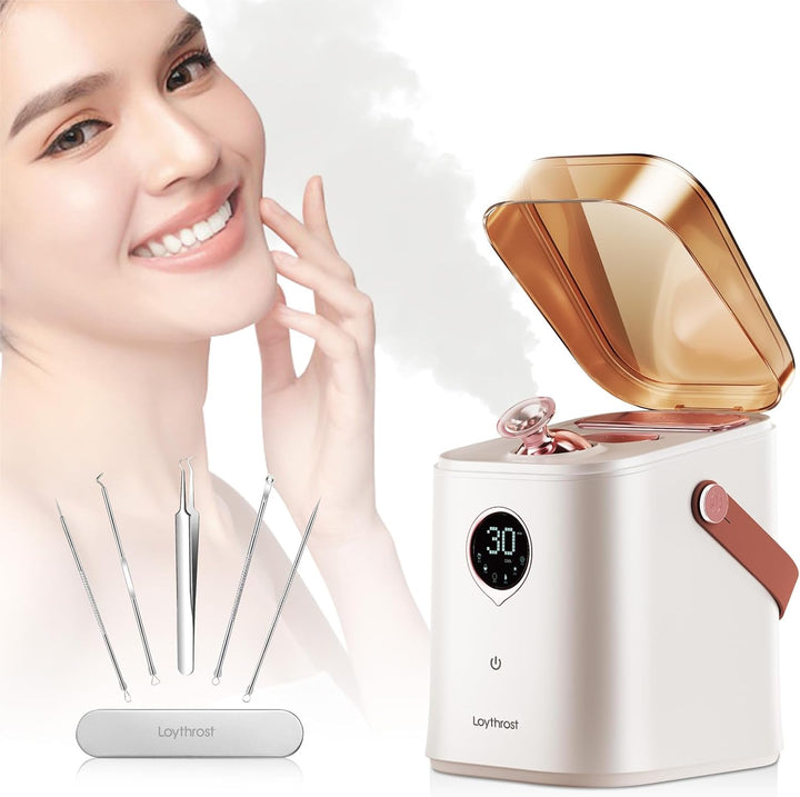 Vaporizador facial iónico 6 en 1 para limpieza profunda, hidratación y cuidado profesional de la piel en casa.