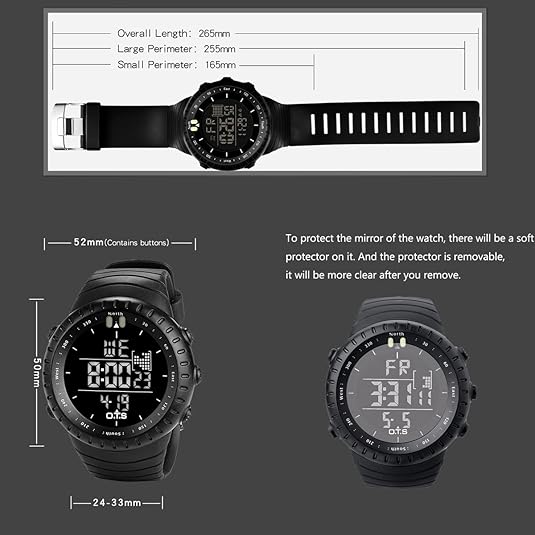 Reloj digital para hombre, ultrarresistente a golpes y sumergible. Diseño táctico, ideal para aventura y uso diario.