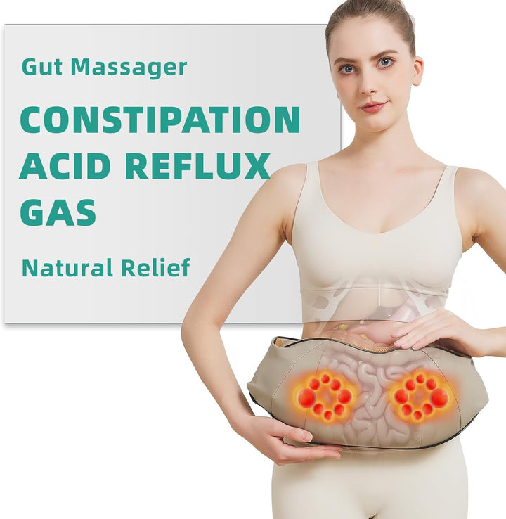 Dispositivo masajeador con calor para un abdomen relajado, libre de dolor y tensión.