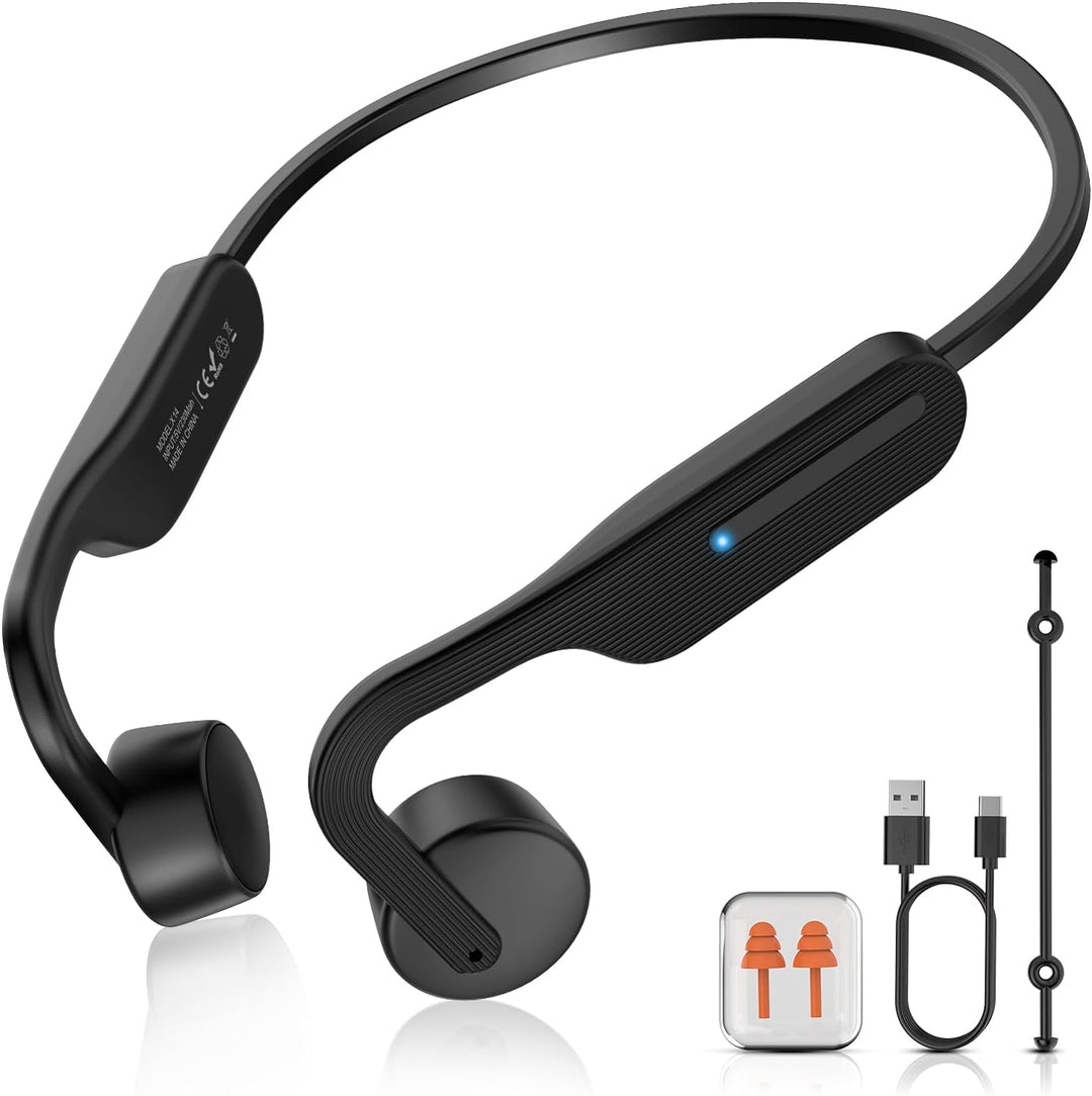 Auriculares inalámbricos de conducción ósea abiertos unisex, ideales para deporte. Bluetooth 5.3, resistencia IPX6.
