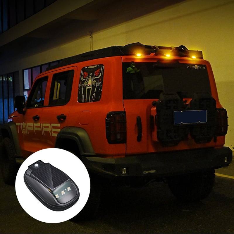 Dispositivo de advertencia RGB solar inalámbrico para techo de coche, alta visibilidad.