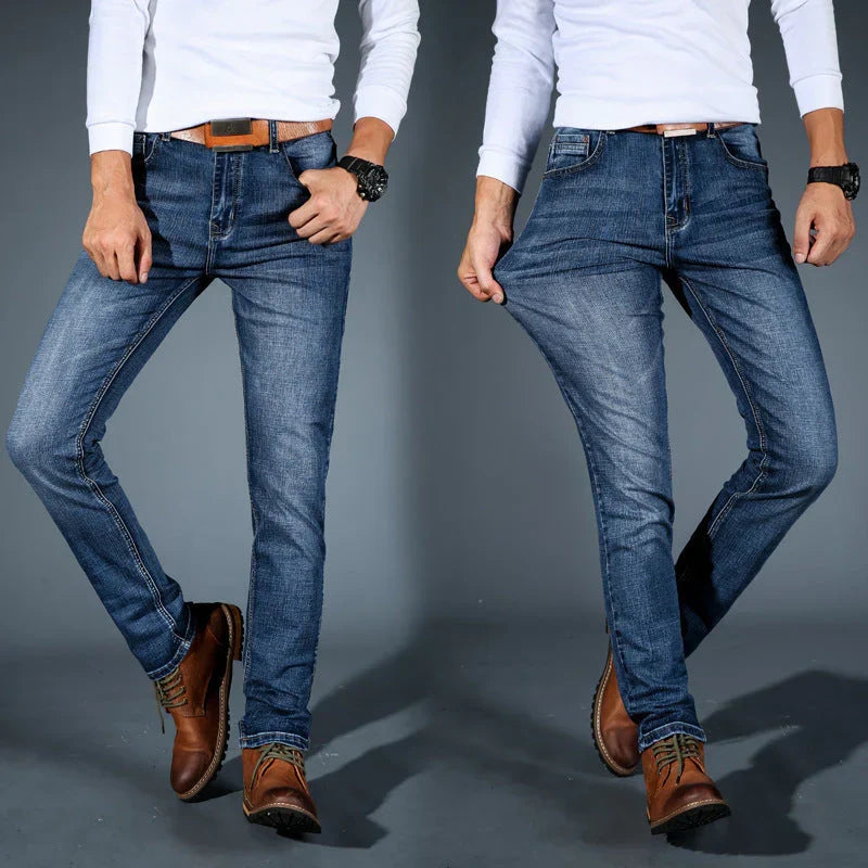 Tejanos casuales para hombre, ideales para el día a día, confort elástico y estilo versátil.