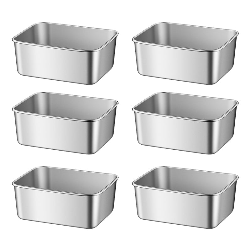 Set de recipientes de acero inoxidable. Varios tamaños para almacenamiento y conservación de alimentos.
