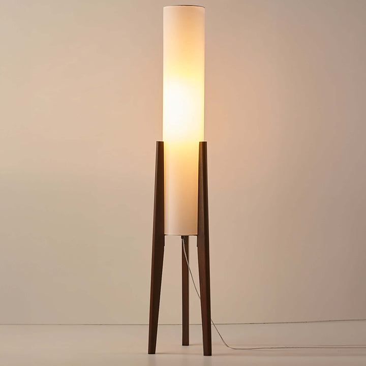Lámpara de pie de madera sólida, iluminación ambiental para sala o dormitorio.