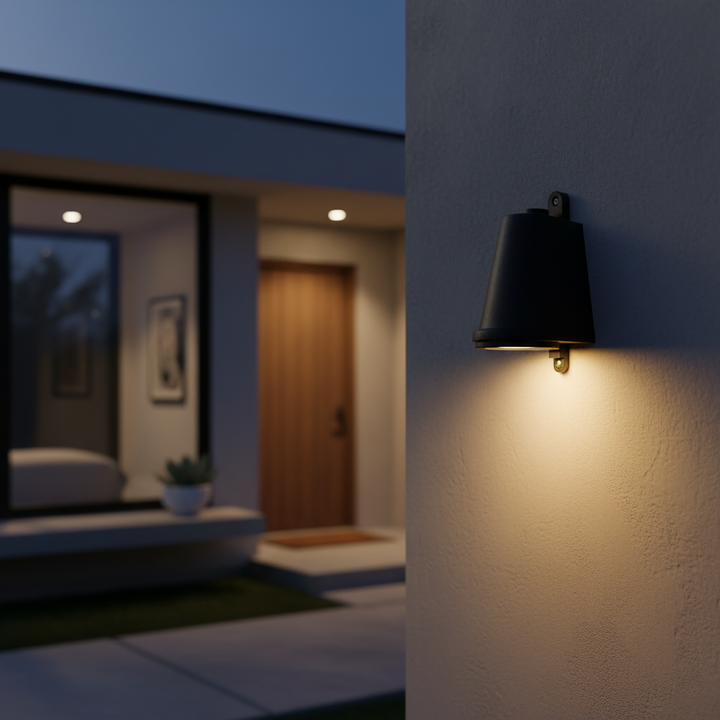Moderna lámpara de pared industrial, exterior, LED 3W, IP65, tipo campana para iluminación.