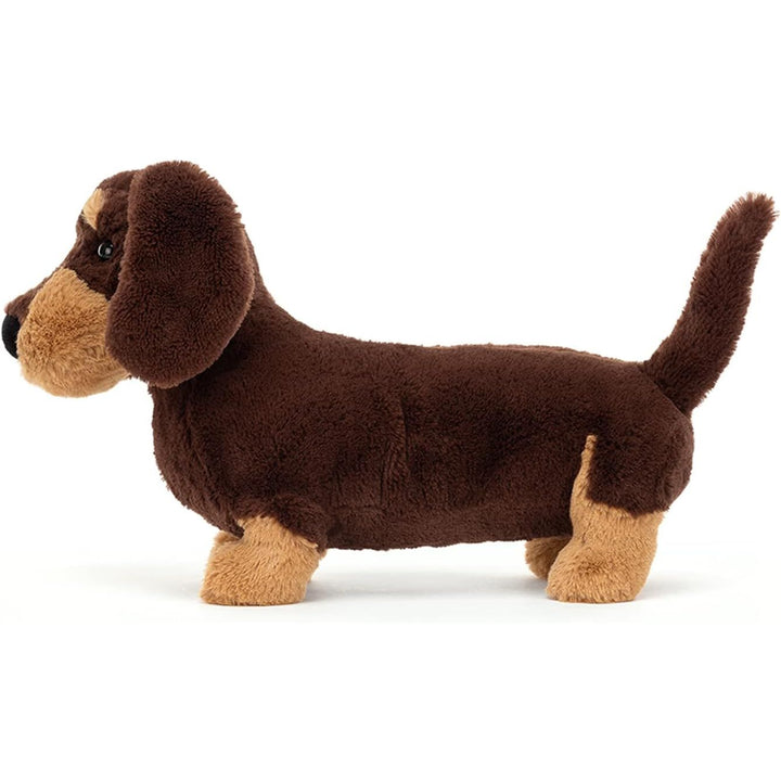 Compañero tierno: peluche de teckel Otto Jellycat para niños y bebés. Juguete suave de perro salchicha de 18 cm.