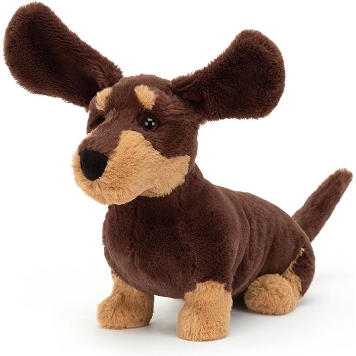 Juguete suave Jellycat Otto, peluche de teckel marrón de 18 cm, ideal para abrazar. Regalo tierno para niños y bebés.