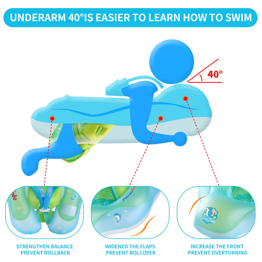 Bebé en flotador con sombrilla UV, perfecto para natación y piscina, seguridad infantil garantizada en agua.